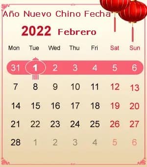 año nuevo chino 2022 fecha