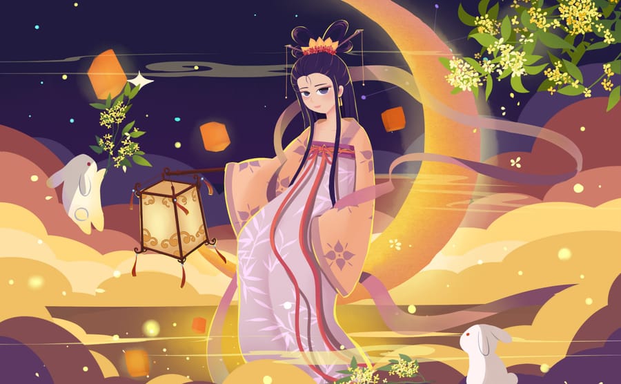 diosa Chang'e en la luna
